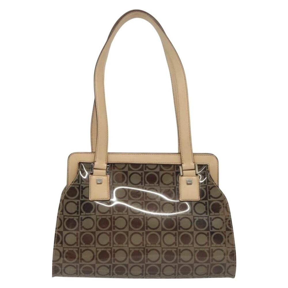 Salvatore Ferragamo Coated Canvas Tote Bag Brown